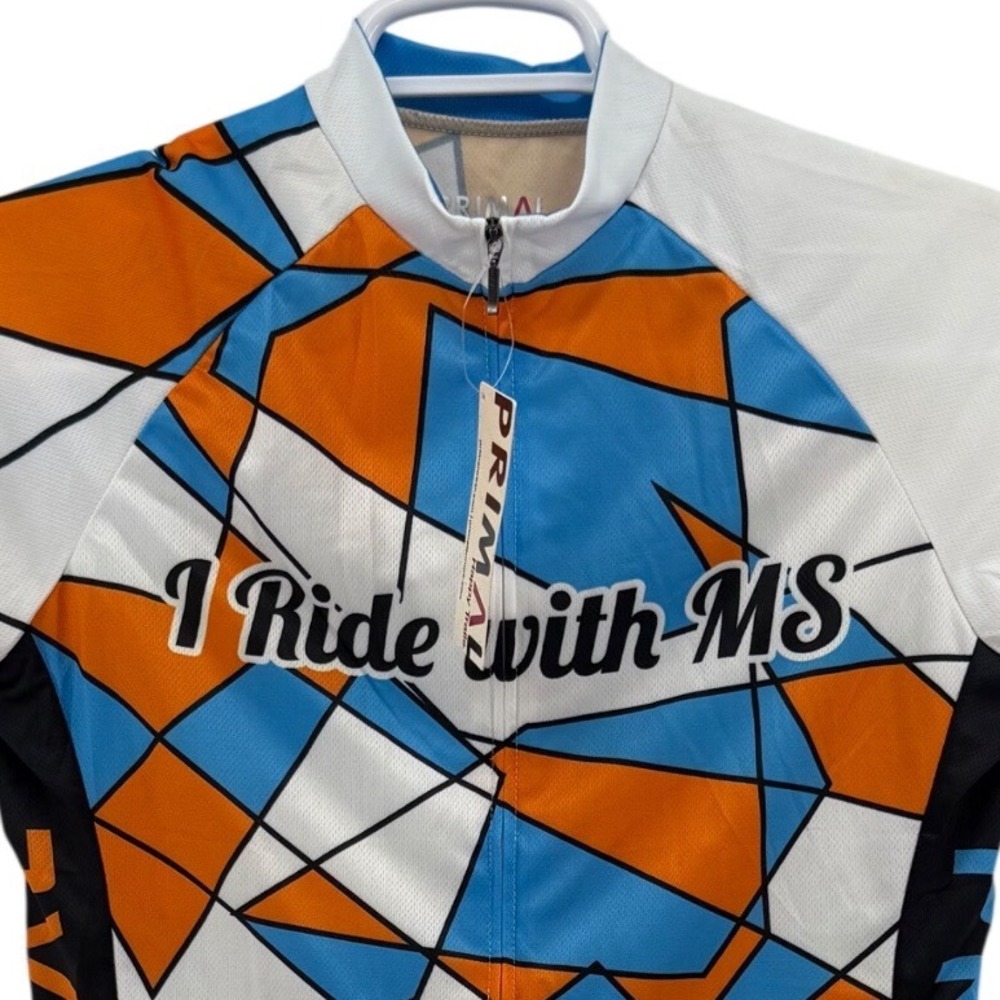 Primal Wear I Ride with MS 2020 Womens Cycling Jersey Blue Orange MD IRM1J60WM